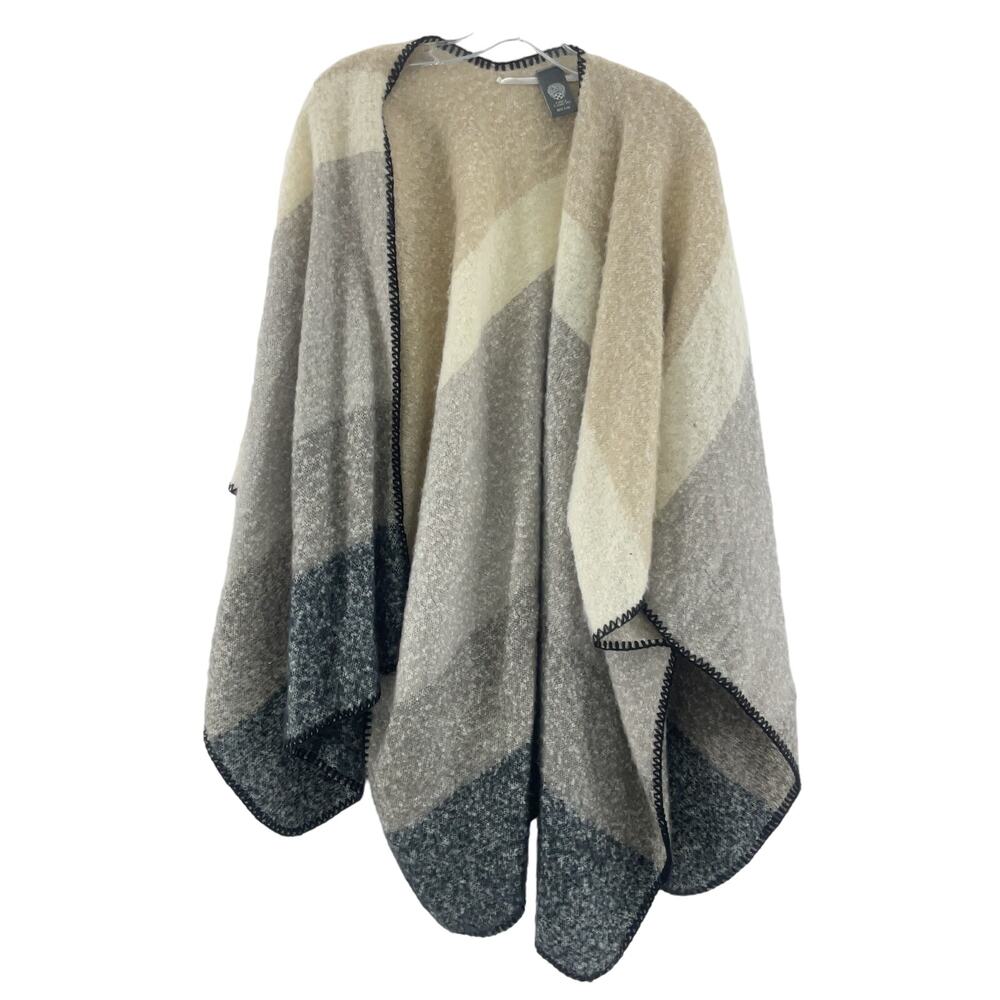 Vince Camuto Gray Tan Ombre Cape Shawl Womens Sweater - One Size, Preowned